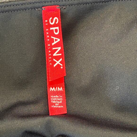 Spanx Faux Leather Leggings Women Medium Black Sheen Full Length Tummy Control - Picture 8 of 11